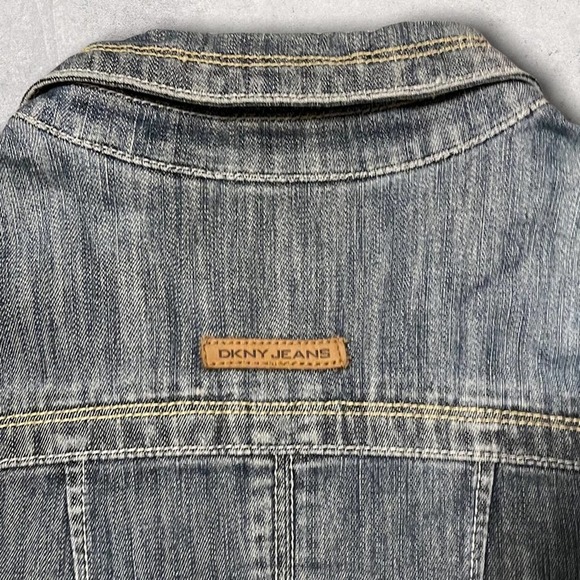 DKNY Y2K EXPOSED ZIPPER DENIM JACKET BLAZER - M - Picture 4 of 7